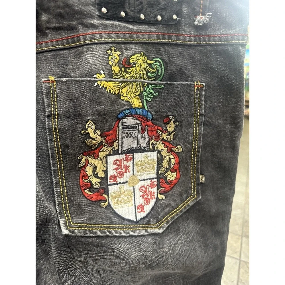 Vintage Y2K Deadstock Akademiks Baggy Embroidered Crest Jeans Hip Hop Style 42